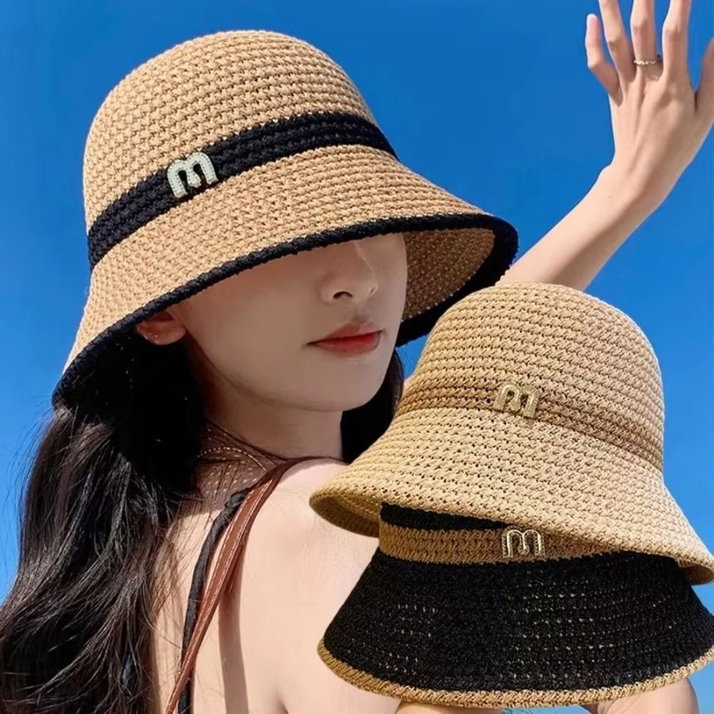 Bucket Hat Straw - Topi Nelayan Berpita Elegan yang Dapat