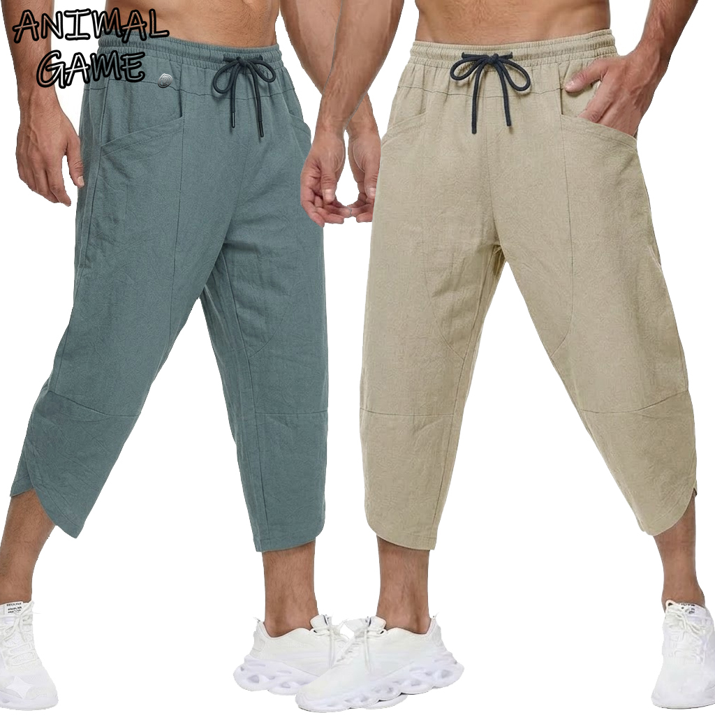 Short Linen Drawstring - Celana Pendek Kasual Linen Pria Musim
