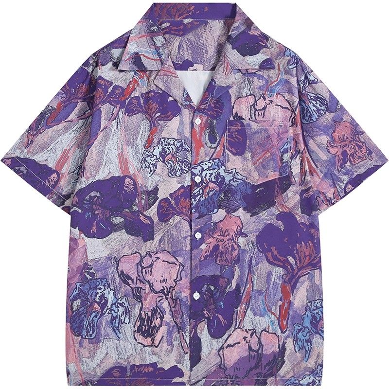 Resort Shirt Floral - Kemeja Lengan Pendek Unisex Kerah Camp