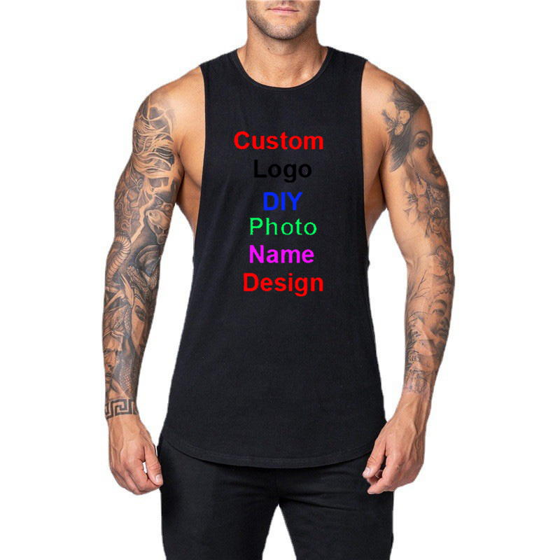 Tank Top Muscle - DIY disesuaikan merek Logo Gym Tank