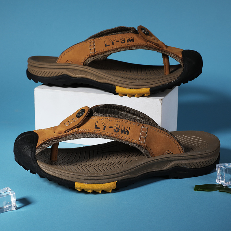 Flip Flop Leather Men - Sendal Jepit Kulit Asli Pria Baru,