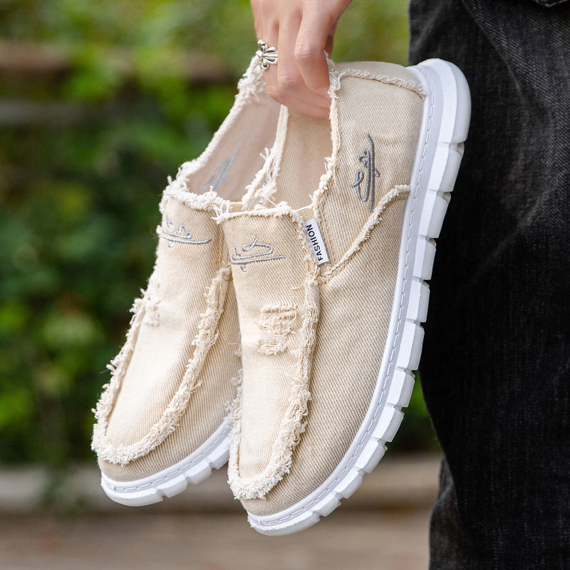 Espadrille Slip On - Sepatu kanvas untuk pria, sepatu selop