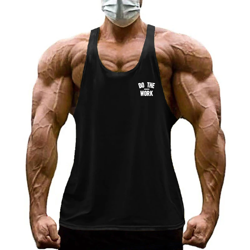 Tank Top Muscle - Kaus katun tanpa lengan pria, rompi
