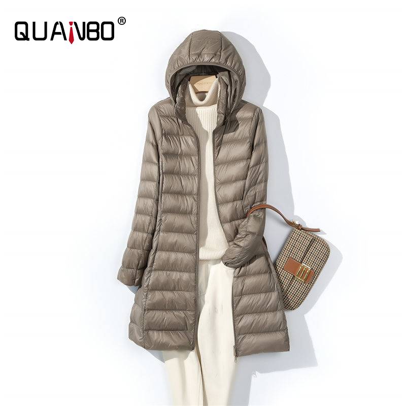 Packable Hat Nylon - Jaket Puffer panjang untuk wanita, jaket