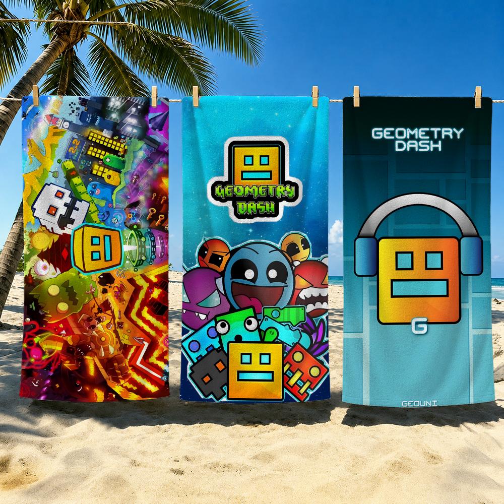 Beach Towel Large - Handuk Geometri Geometri Lembut, Hadiah untuk