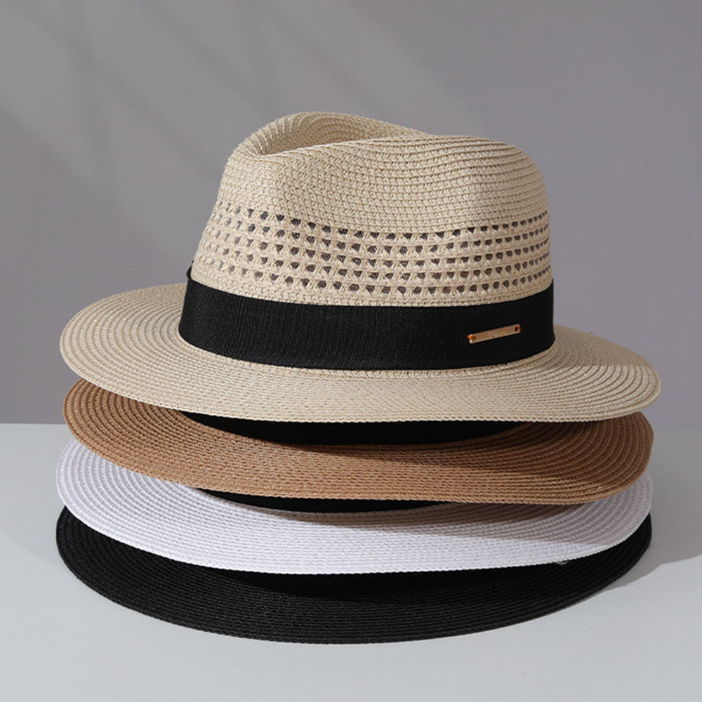 Bucket Hat Straw - Topi Jerami Klasik Musim Panas Pria