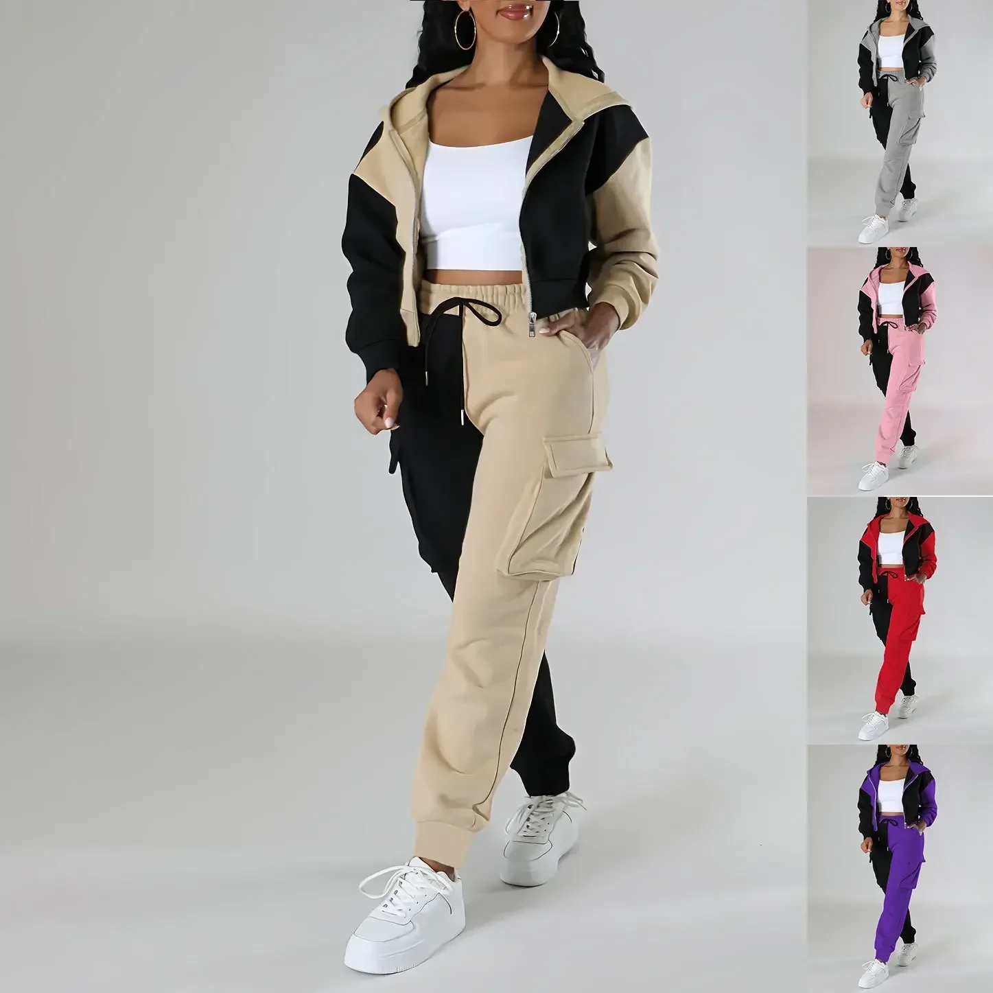 Short Linen Drawstring - Setelan wanita Hoodie, setelan Wanita Hoodie