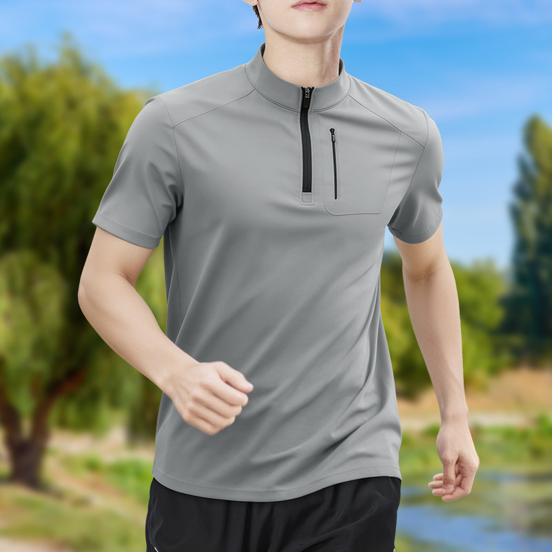 Shirt Camp Collar - Kaos Pria Lengan Pendek Setengah Resleting,