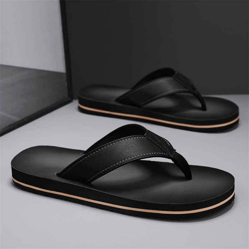 Flip Flop Leather Men - Sandal Jepit Kulit Imitasi Vintage Pria,