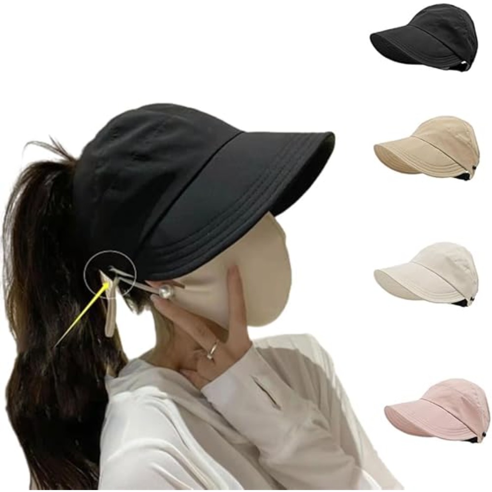 Packable Hat Nylon - Topi Matahari Wanita dengan Pinggiran Lebar,