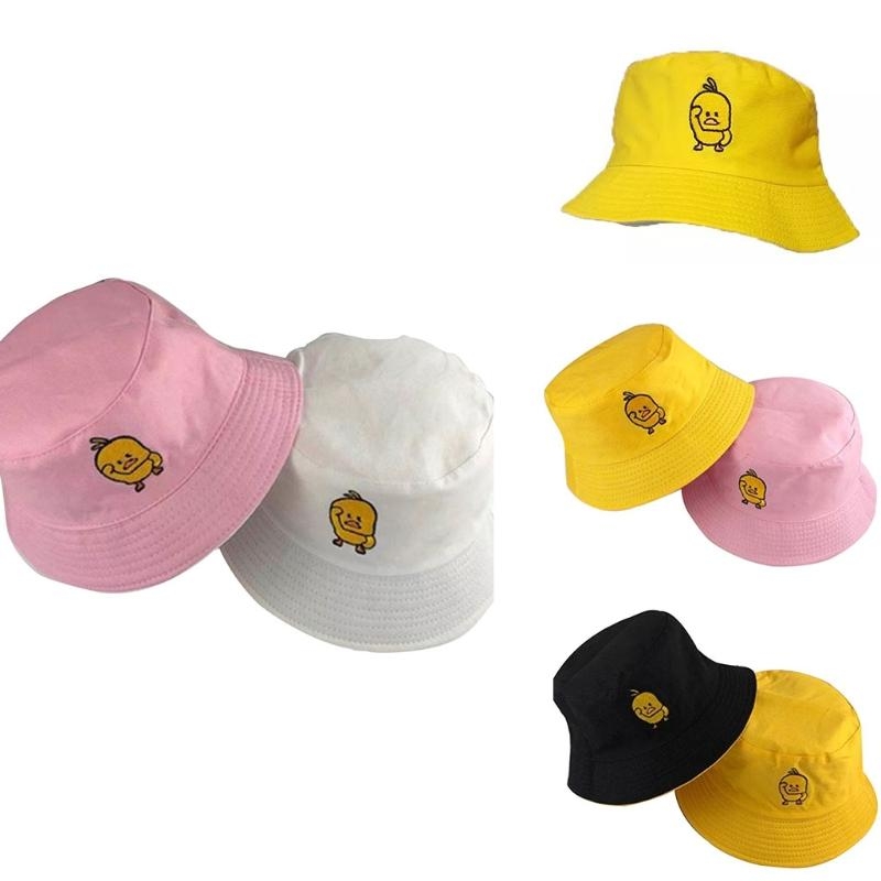 Packable Hat Nylon - Topi Bordir Bebek Kuning Musim Panas