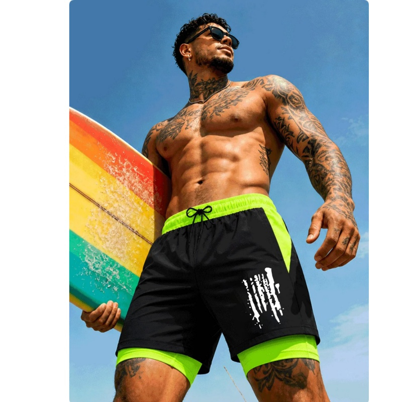 Trunks Board Surf - Celana Renang Pria Dua-in-Satu Lapis Ganda