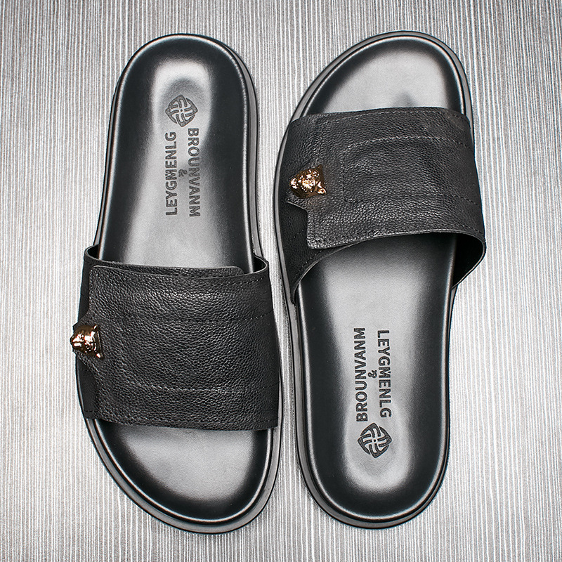 Flip Flop Leather Men - Sandal Kulit Asli Baru 2025 Sandal