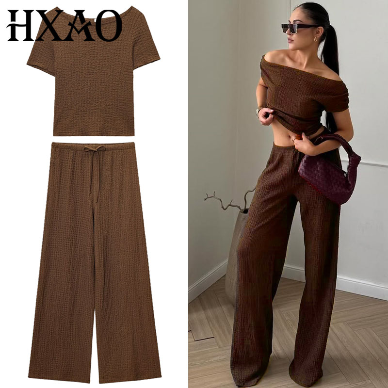 Short Linen Drawstring - Set Celana Setelan Wanita Musim Panas