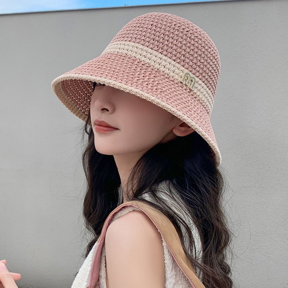 Topi Nelayan Berpita Elegan ya - Bucket Hat Straw ulasan dan harga