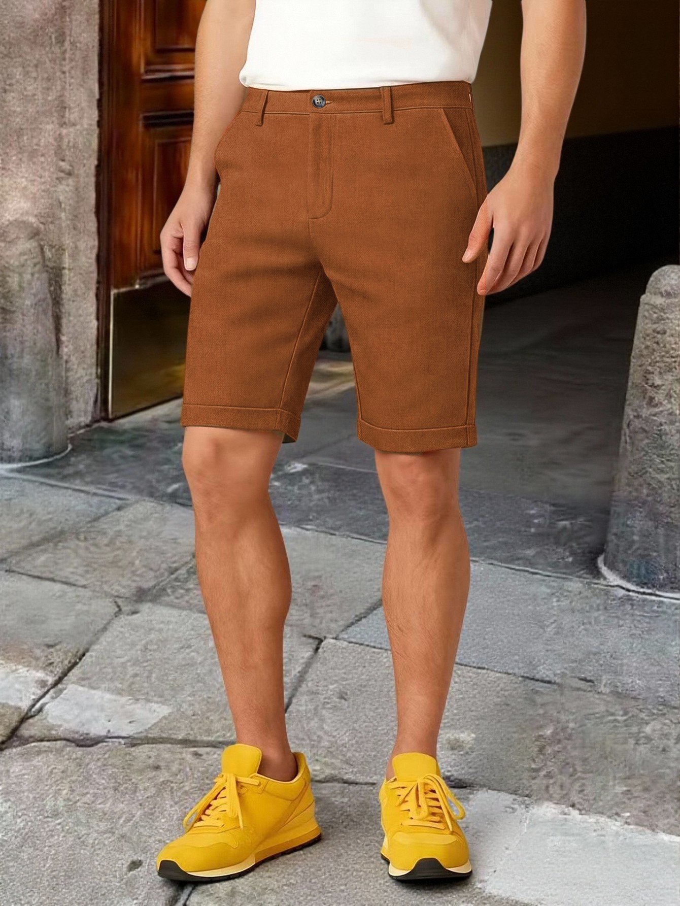 Celana Pendek Chino Pria denga - Shorts Chino Slim ulasan dan harga