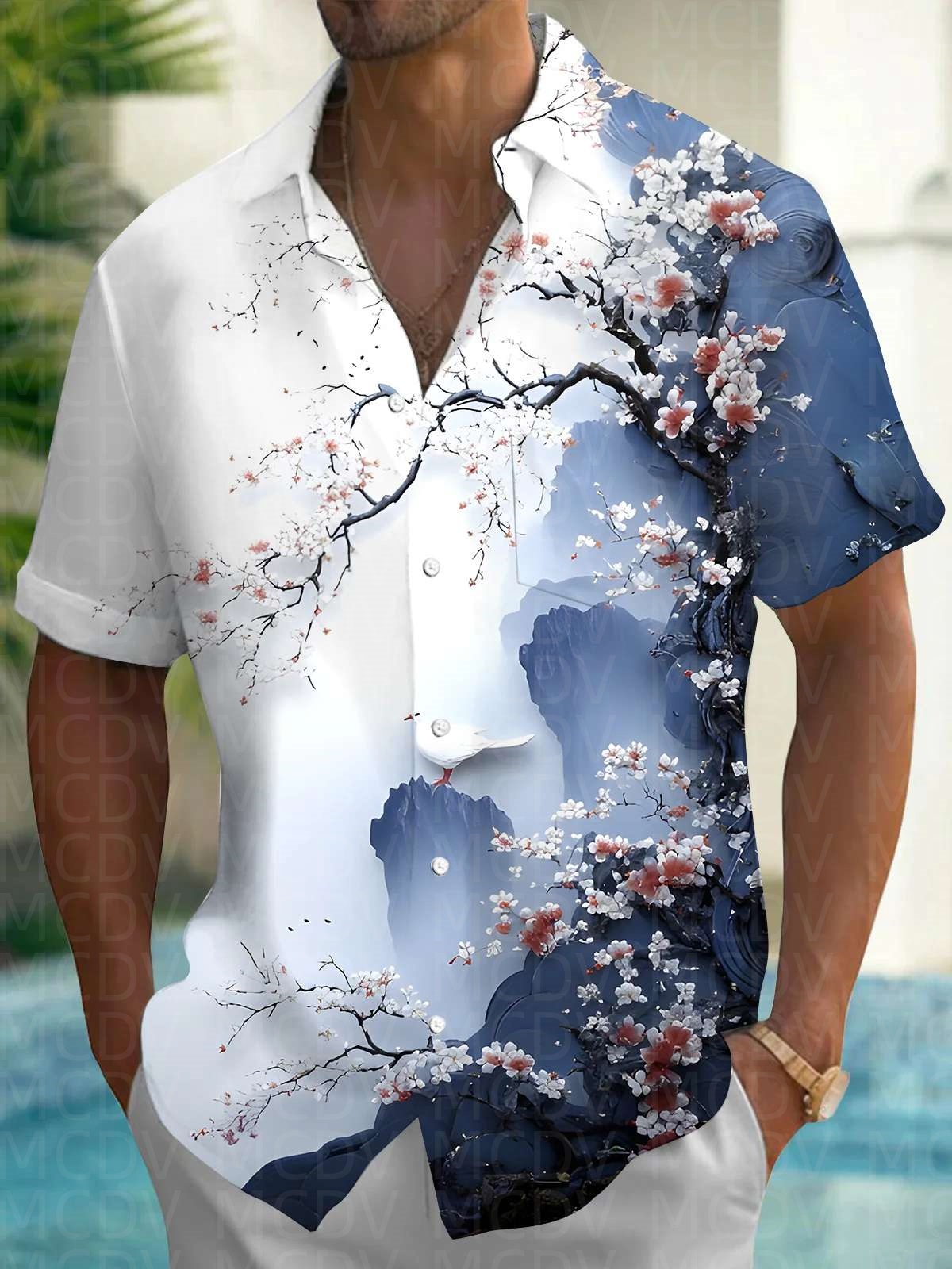 Kemeja Hawaii Pria Motif Matah - Shirt Camp Collar ulasan dan harga