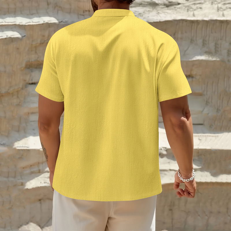 Kemeja Henley Pria Katun Linen - Linen Shirt Breathable ulasan dan harga