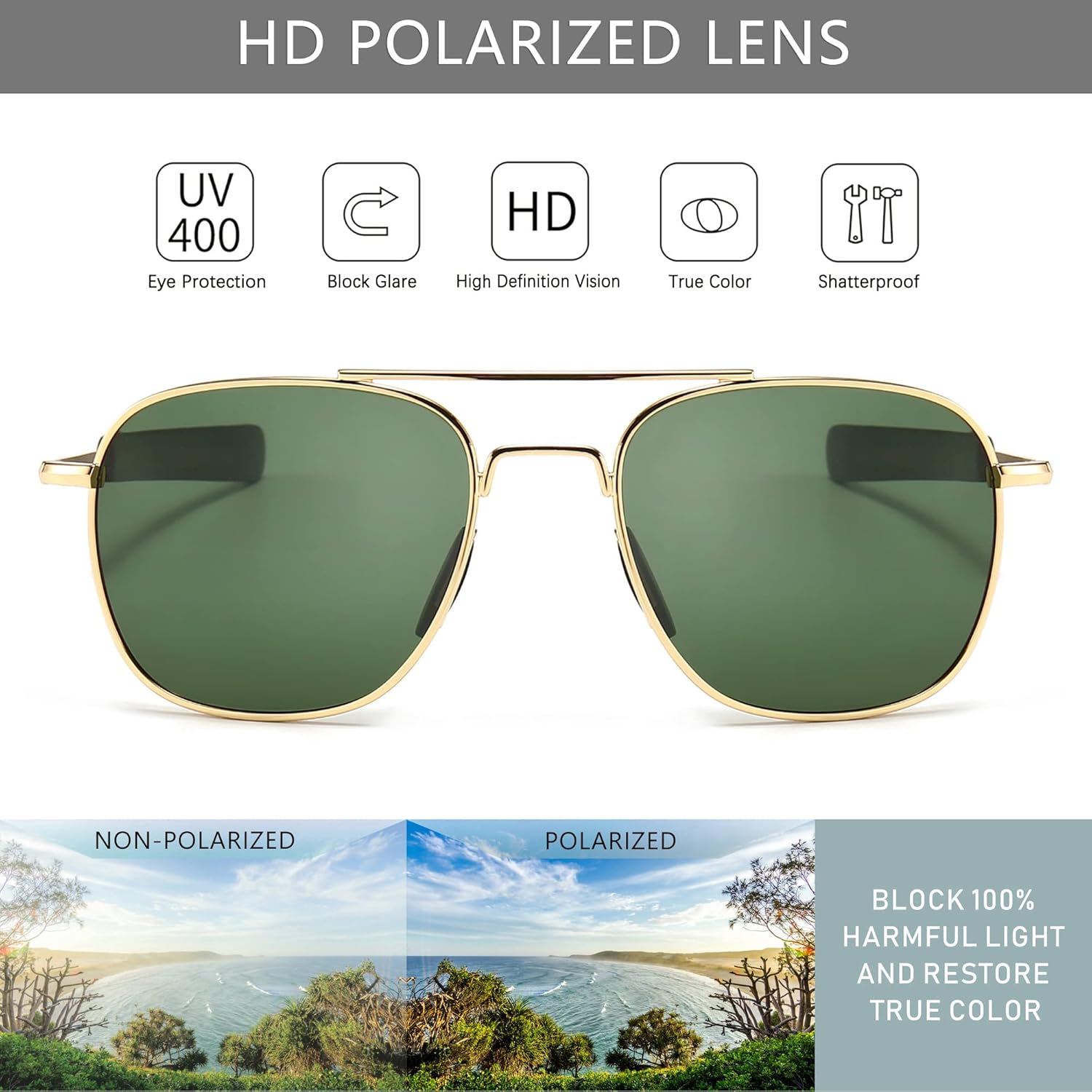 Kacamata Aviator Polarisasi Ga - Sunglasses Aviator Polarized ulasan dan harga