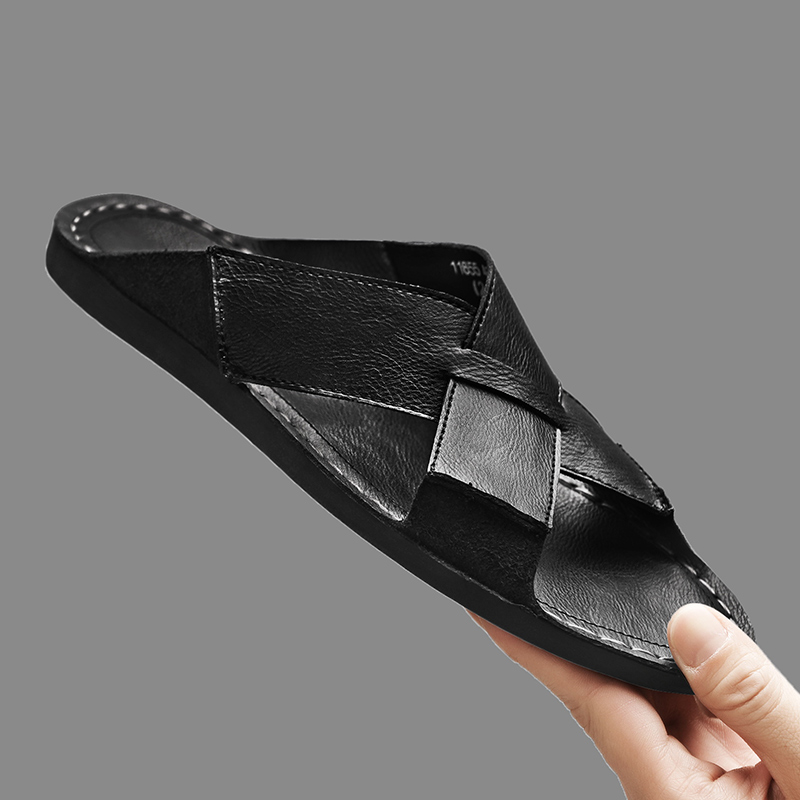 Sandal Pria Kulit Asli Fashion - Flip Flop Leather Men ulasan dan harga