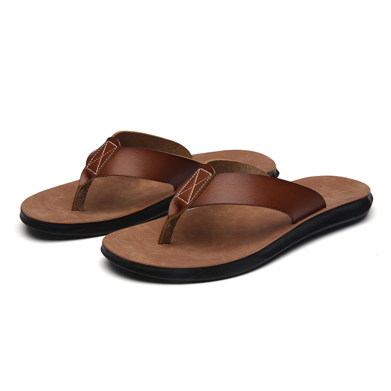38-47 Sandal Jepit Kulit Itali - Flip Flop Leather Men ulasan dan harga