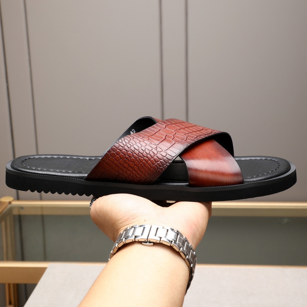 Sepatu Pria Merek Mewah Sandal - Flip Flop Leather Men ulasan dan harga