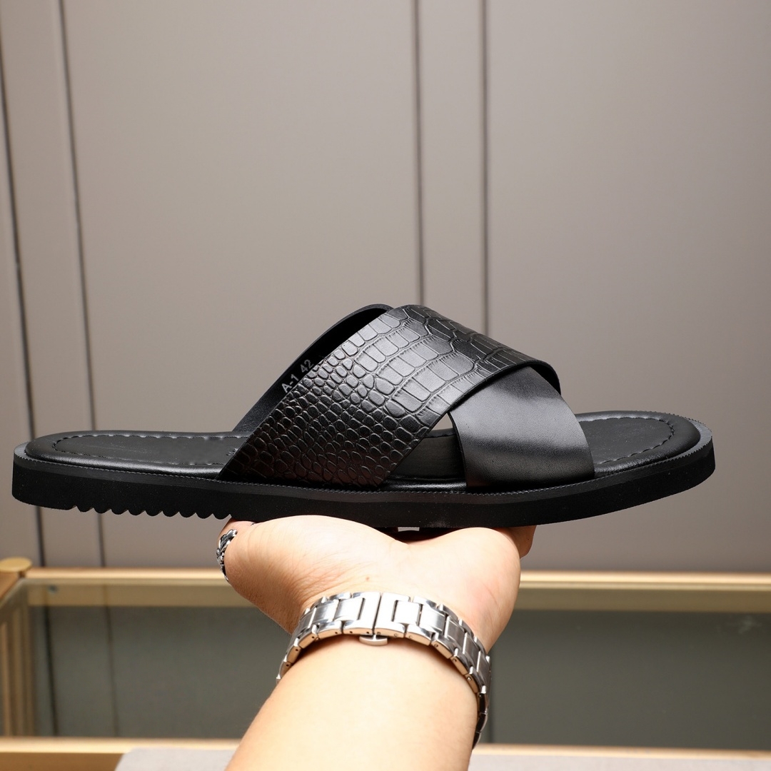 Sepatu Pria Merek Mewah Sandal - Flip Flop Leather Men ulasan dan harga