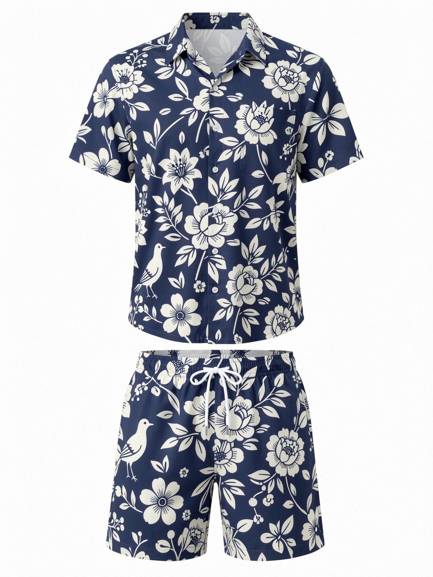 Setelan Kemeja Lengan Pendek M - Resort Shirt Floral ulasan dan harga