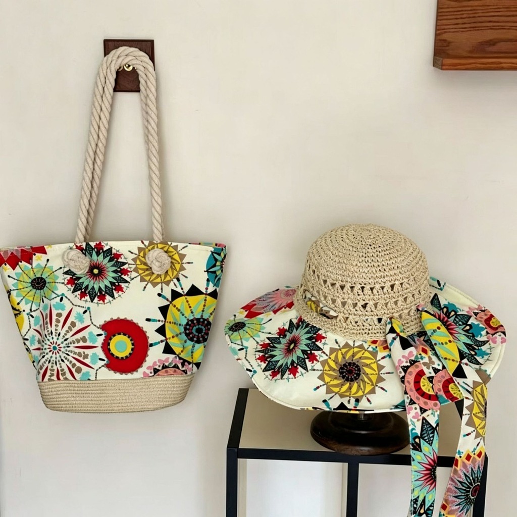 Set Topi Jerami Boho dan Tas P - Bucket Hat Straw ulasan dan harga