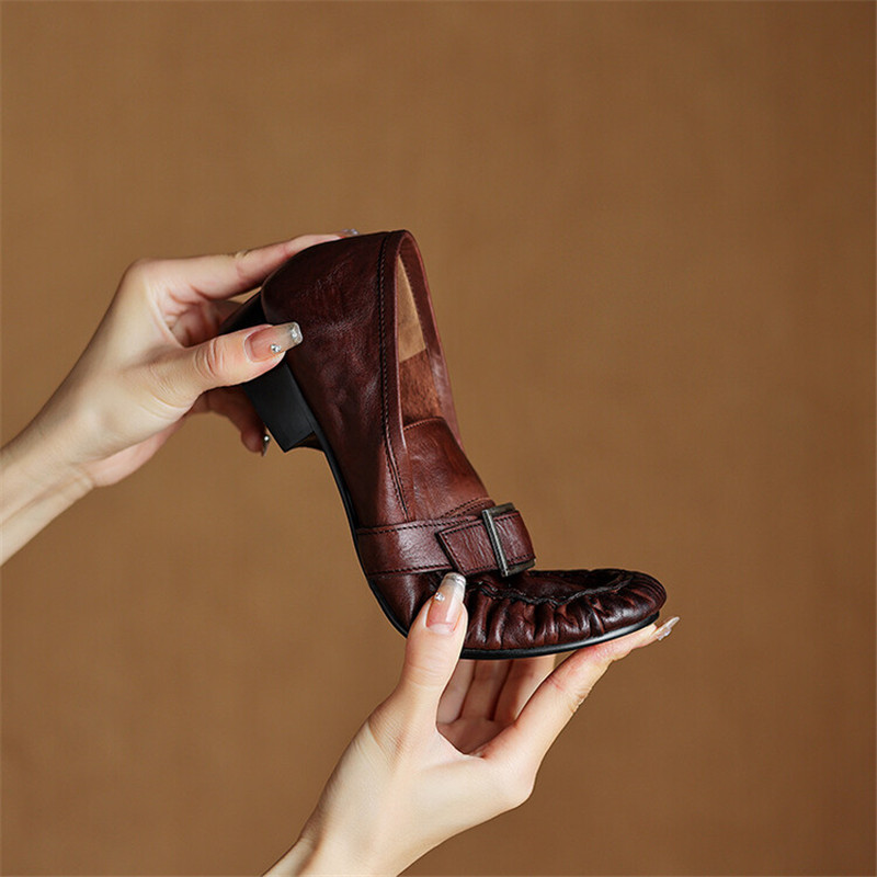 Sepatu ujung bulat berlipat mo - Casual Sandal Leather ulasan dan harga