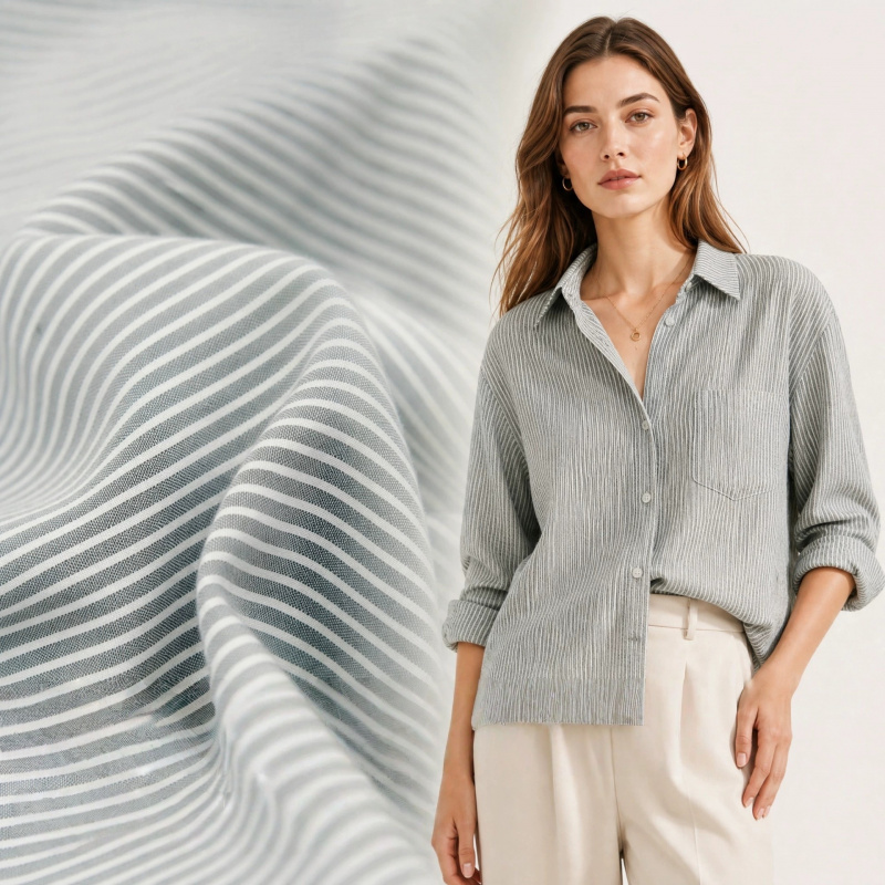 Kain katun-linen bergaris halu - Linen Shirt Breathable ulasan dan harga