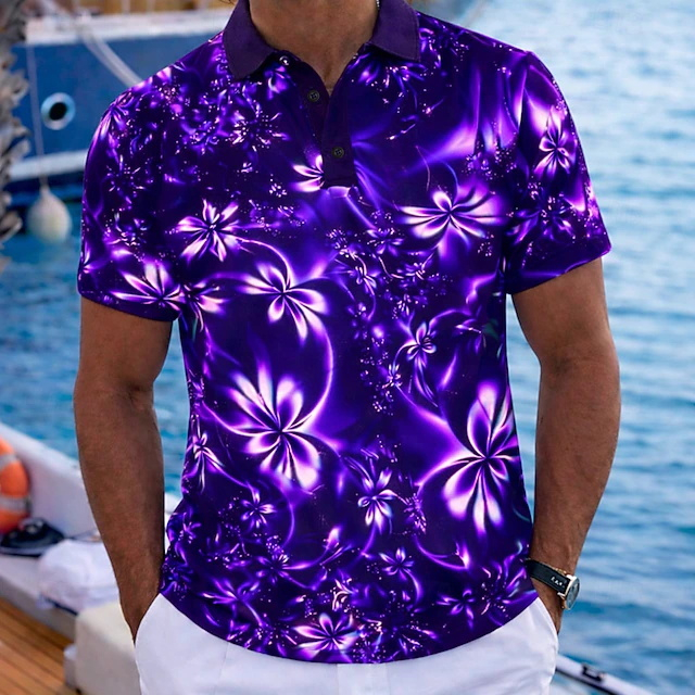 Kemeja Polo Pria Motif Bunga N - Resort Shirt Floral ulasan dan harga