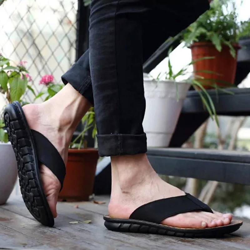 Sepatu Musim Panas Sandal Pria - Flip Flop Leather Men ulasan dan harga