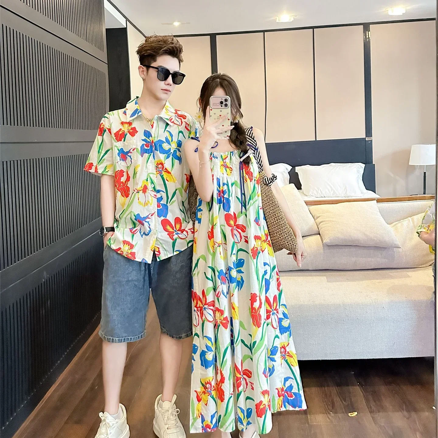 Baju liburan Korea baju gadis  - Resort Shirt Floral ulasan dan harga