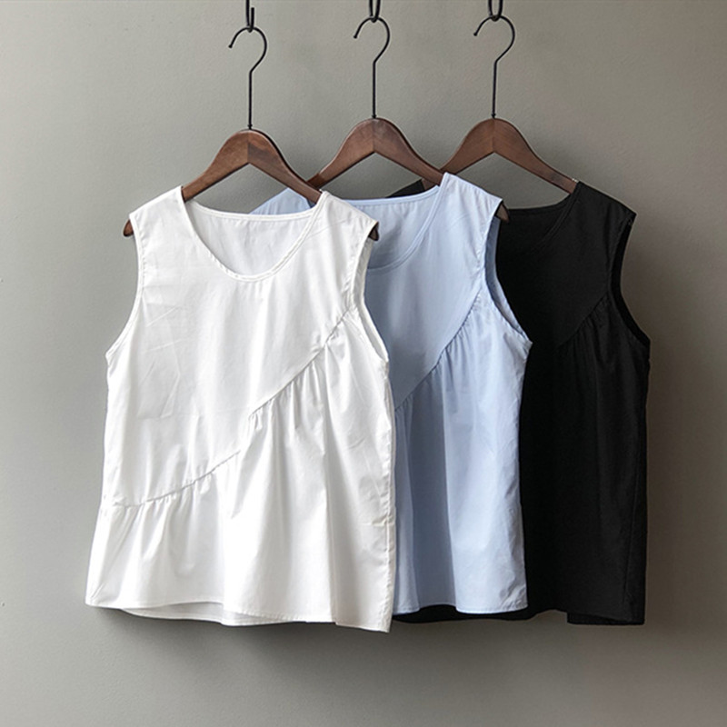 Tank top katun linen wanita, A - Shirt Camp Collar ulasan dan harga