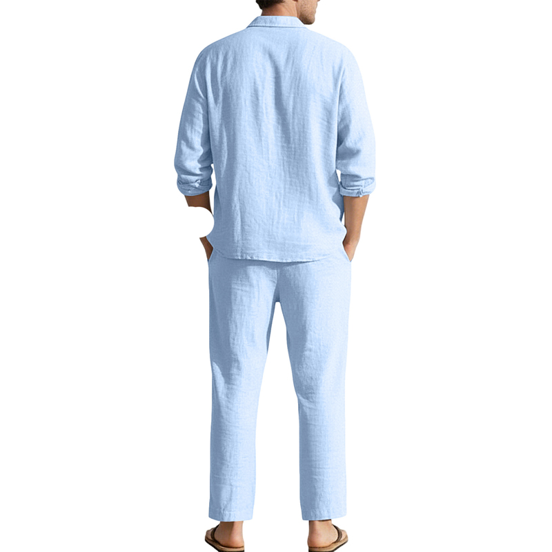 Set Kasual Linen Musim Semi Mu - Linen Shirt Breathable ulasan dan harga