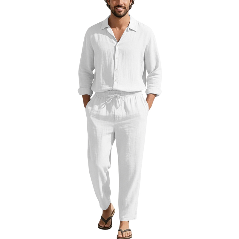 Set Kasual Linen Musim Semi Mu - Linen Shirt Breathable ulasan dan harga